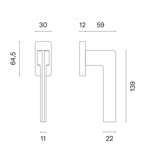 Satin chrome OMA window handle design handle