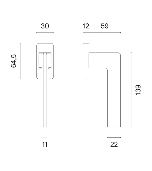 Satin chrome OMA window handle design handle