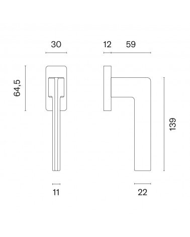 OMA window handle with dimensions