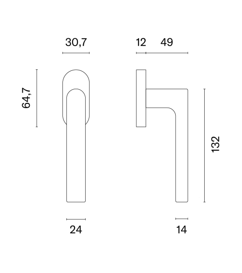 Black REWA window handle design handle