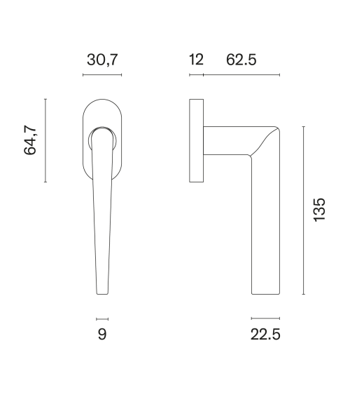 Graphite SALTA window handle design handle