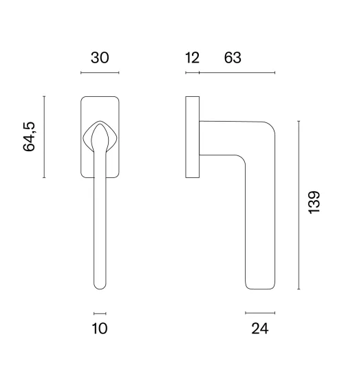 Satin nickel TOBA window handle design handle