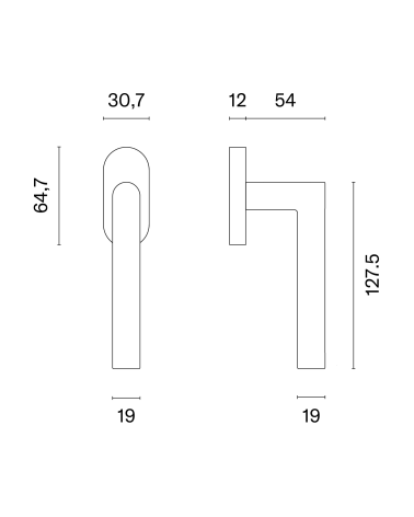 YUZA window handle with dimensions