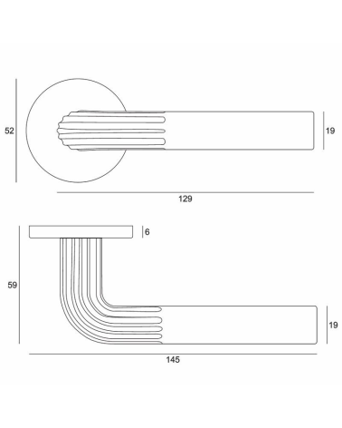Frella door handle with dimensions