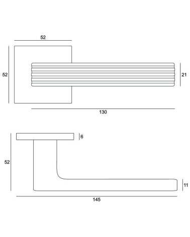 Felice door handle with dimensions