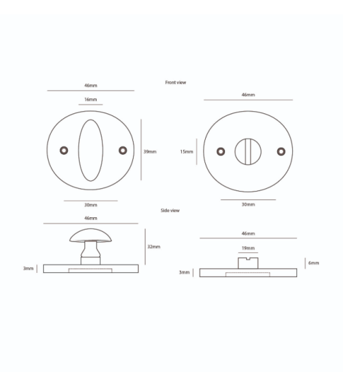CDF door rose plate WC keyhole-326 - design ironmongery