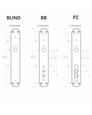 Interior Door Handle on longitudinal plate with a simple design made in iron| MILLA Handles