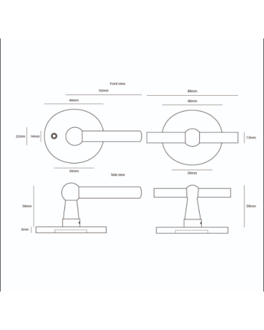 Black vertical iron door handle BECDF