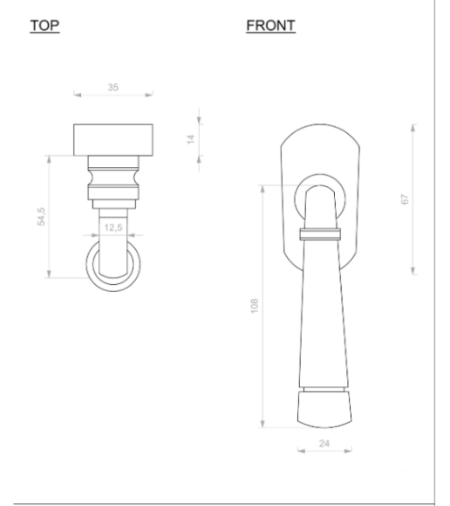 1830 R bronze WINDOW handle - design handle