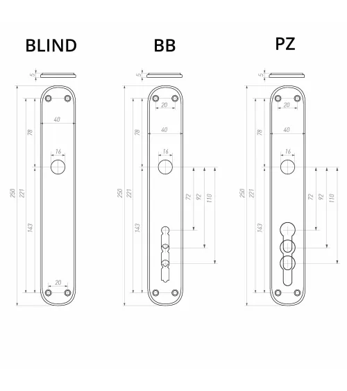 Chrome vertical iron door handle BECDF - designer handle
