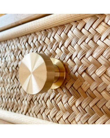 Brass furniture knob 01 design handle side view on a drawer