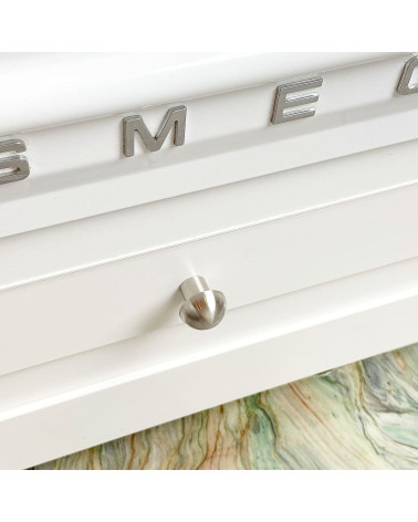 Stainless steel furniture knob 03 designer handle top view mounted on a cabinet
