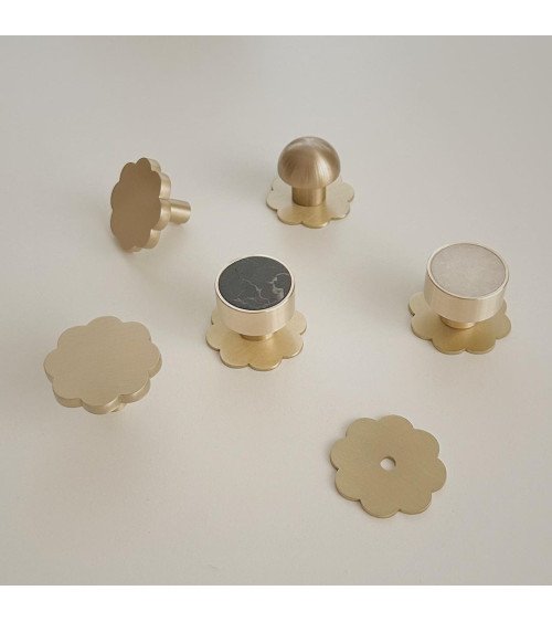 Brass Flower 08 furniture knob designer handle