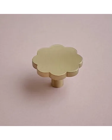Brass Flower 08 furniture knob design handle on a pink background