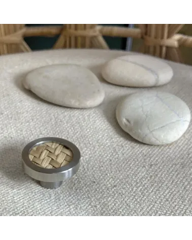 Stainless steel furniture knob with sea grass designer handle front view