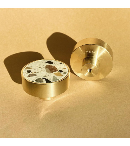 Brass and terrazzo furniture knob designer handle