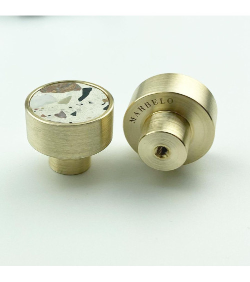Brass and terrazzo furniture knob designer handle