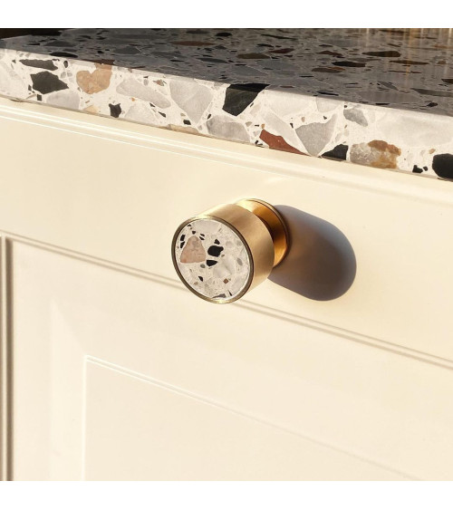 Brass and terrazzo furniture knob designer handle