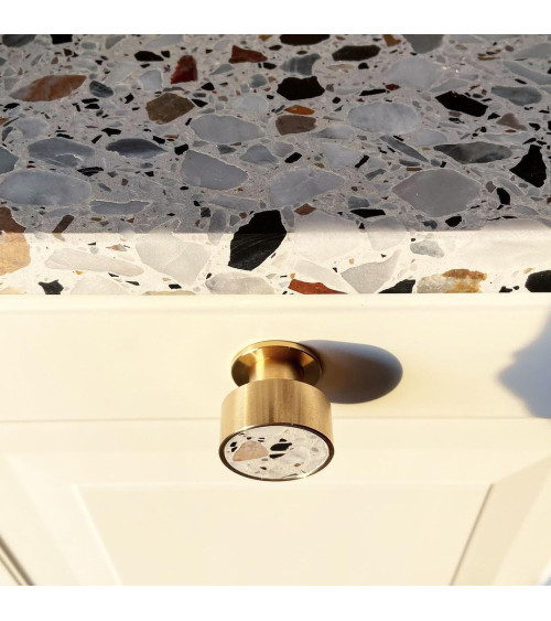 Brass and terrazzo furniture knob designer handle