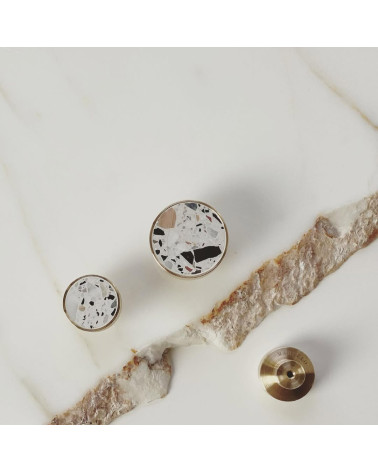 Brass and Terrazzo furniture knob designer handle in various sizes top view