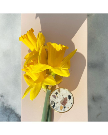 Brass and Terrazzo furniture knob designer handle with flowers