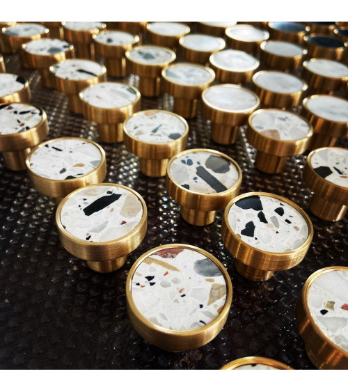 Brass and terrazzo furniture knob designer handle