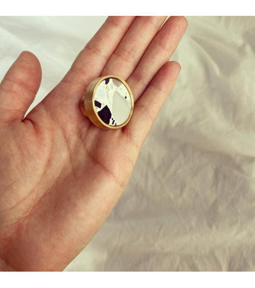 Brass and terrazzo furniture knob designer handle