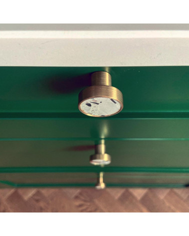 Brass and Terrazzo furniture knob designer handle top view mounted on furniture