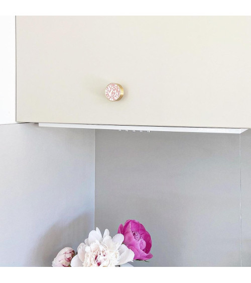 Brass and Pink Terrazzo Furniture Knob designer handle large model