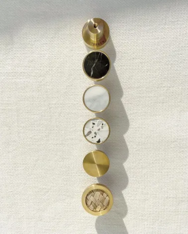 Brass and marine botanicals furniture knob designer handle top view aligned vertically