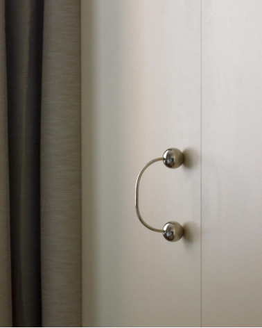 Brass furniture handle 10 designer handle side view mounted on furniture