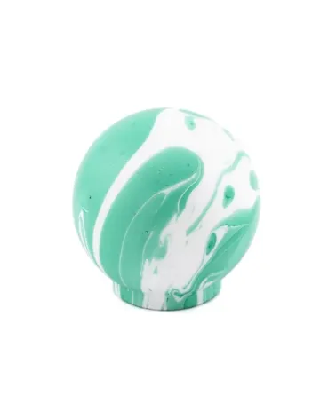 Rich green beech wood furniture knob designer handle close-up on a white surface