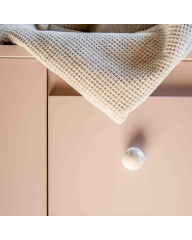 Grey beech wood furniture knob designer handle front view fixed on a piece of furniture