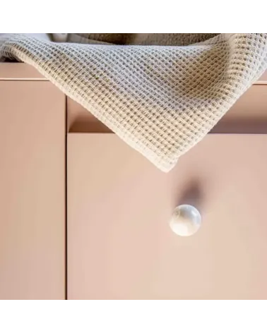 Grey beech wood furniture knob designer handle front view fixed on a piece of furniture
