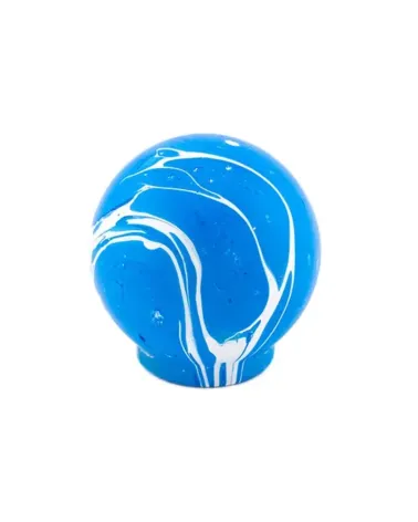 Azure Blue beech wood furniture knob designer handle front view on a white surface