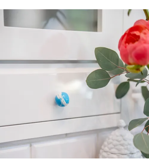 Azure Blue beech wood furniture knob designer handle