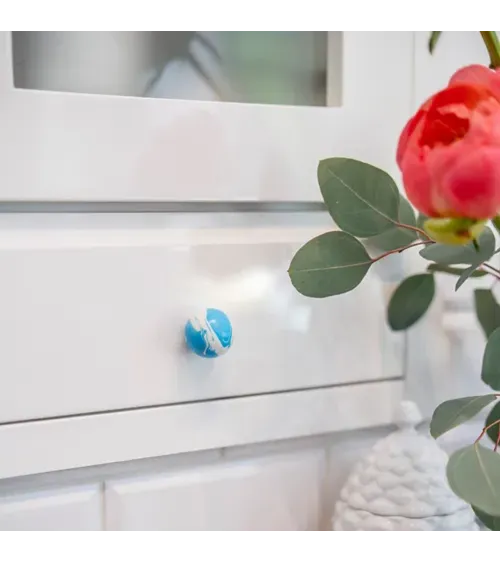 Azure Blue beech wood furniture knob designer handle