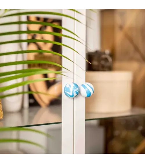 Azure Blue beech wood furniture knob designer handle