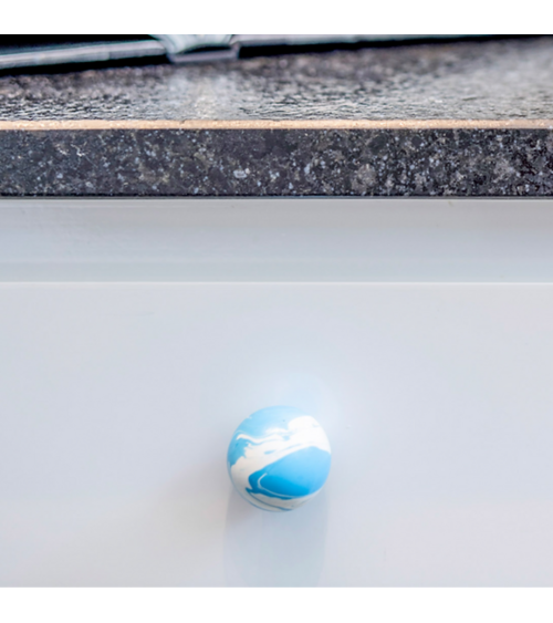 Azure Blue beech wood furniture knob designer handle