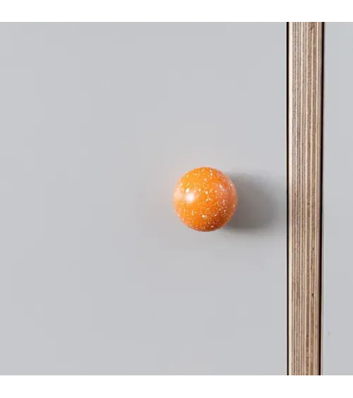 Beech wood furniture knob in orange/white Mix designer handle