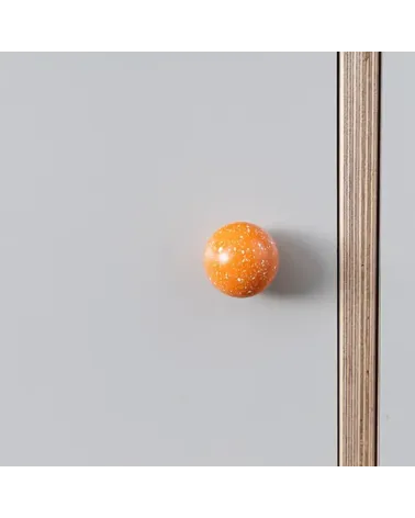 Beech wood furniture knob orange/white Mix design handle fitted on a piece of furniture