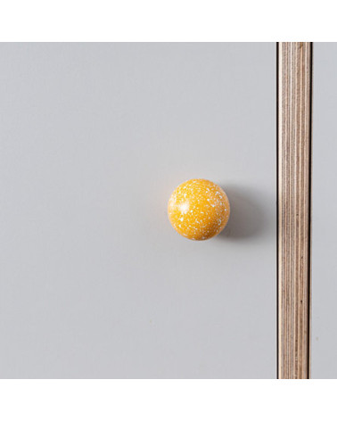 Beech wood furniture knob yellow/white Mix design handle fitted on a piece of furniture