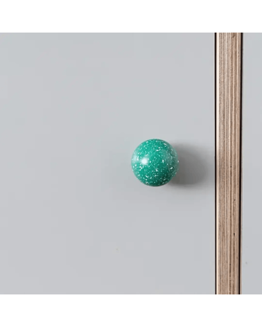 Beech wood furniture knob green/white Mix design handle fitted on a piece of furniture