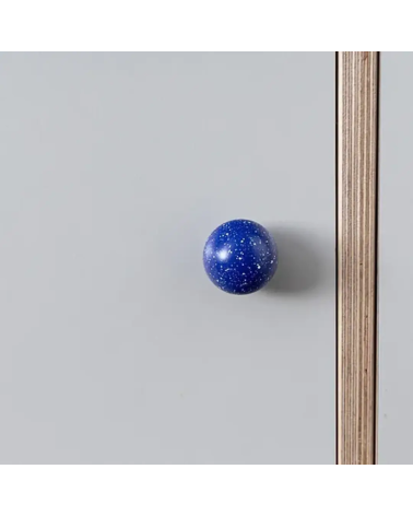 Beech wood furniture knob Dark blue/white Mix design handle fitted on a piece of furniture