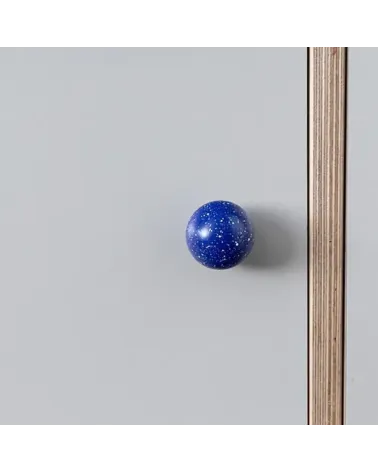 Beech wood furniture knob Dark blue/white Mix design handle fitted on a piece of furniture