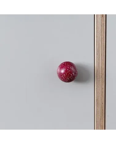 Beech wood furniture knob burgundy/white Mix design handle fitted on a piece of furniture