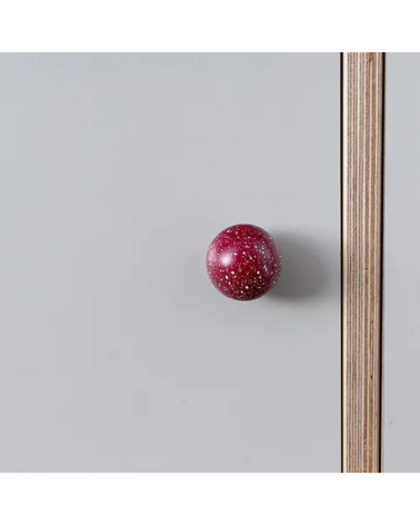 Beech wood furniture knob burgundy/white Mix design handle fitted on a piece of furniture