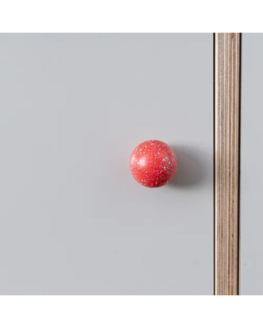 Beech wood furniture knob dark pink/white Mix design handle fitted on a piece of furniture