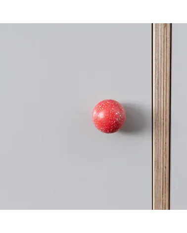 Beech wood furniture knob dark pink/white Mix design handle fitted on a piece of furniture
