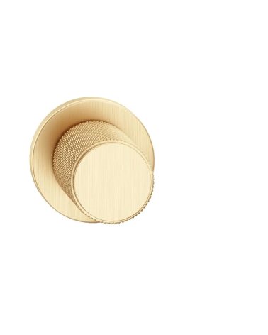 Textured matt gold Time designer door knob front view